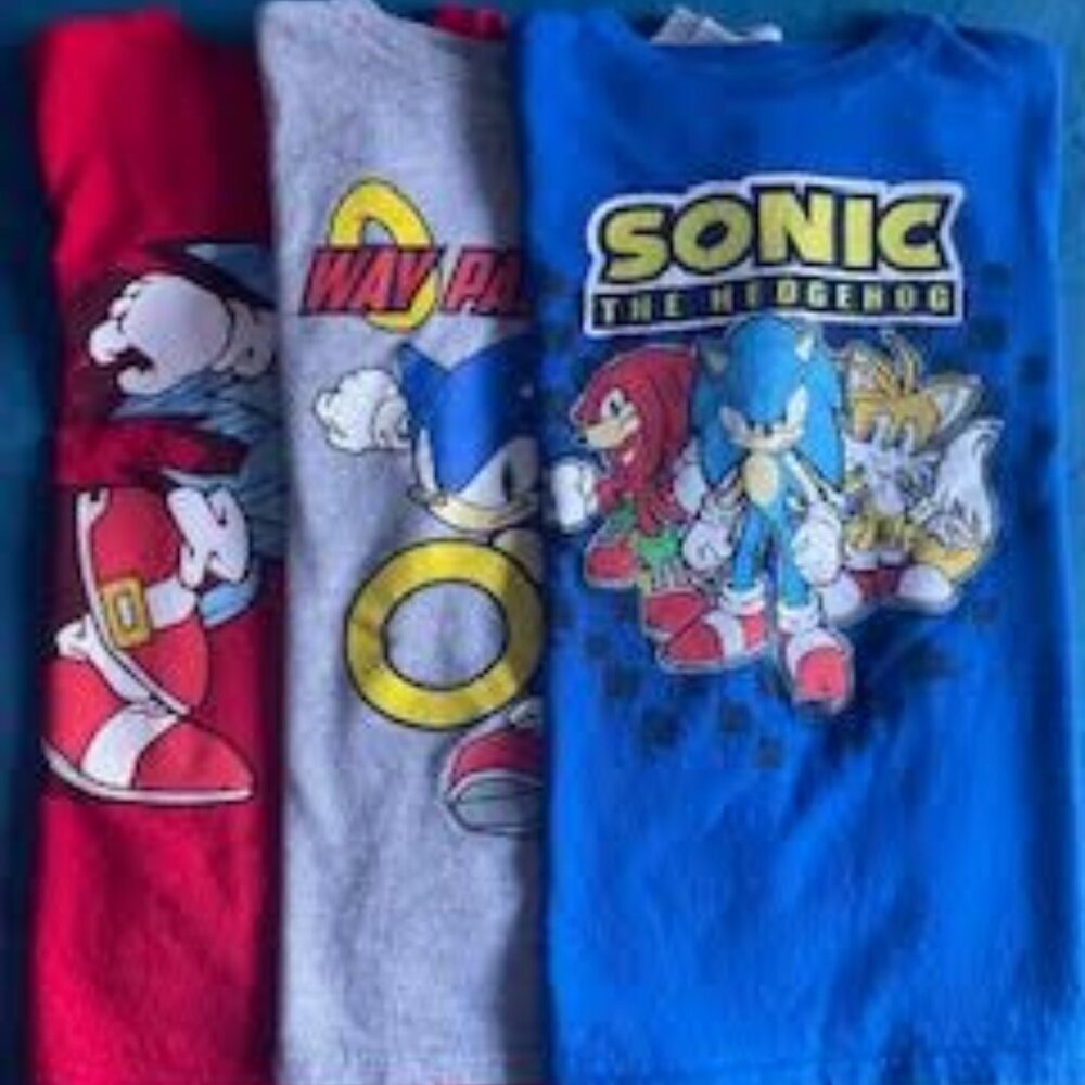 SEGA Boys Hedgehog 3-Pack Short Tee Bundle – Sonic, Tails, Knuckles size 8